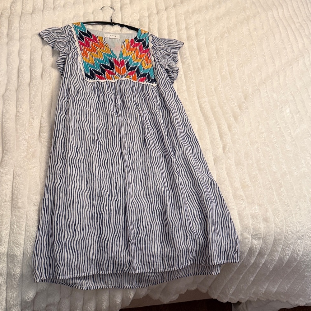 THML White and Blue Striped Dress